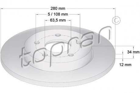 Купить Тормозные диски Ford Mondeo TOPRAN / HANS PRIES 301957 (фото1) подбор по VIN коду, цена 950 грн.