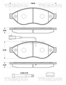 Купити Колодки гальмівні дискові Fiat Ducato, Peugeot Boxer, Citroen Jumper TRISCAN 8110 10562 (фото1) підбір по VIN коду, ціна 1619 грн.