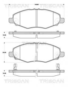 Купити Колодки гальмівні передні Toyota Hilux TRISCAN 811013067 (фото1) підбір по VIN коду, ціна 910 грн.