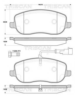 Колодки гальмівні передні Fiat Croma, Peugeot Expert TRISCAN 811015045