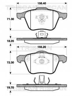 Купить Колодки тормозные передние Volvo XC90, S60, V70, S80 TRISCAN 811027010 (фото1) подбор по VIN коду, цена 1157 грн.