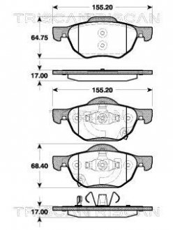 Купить Колодки тормозные передние Honda Accord TRISCAN 811040010 (фото1) подбор по VIN коду, цена 1383 грн.
