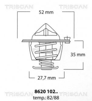 Купить Термостат Daihatsu Terios TRISCAN 8620 10282 (фото1) подбор по VIN коду, цена 461 грн.