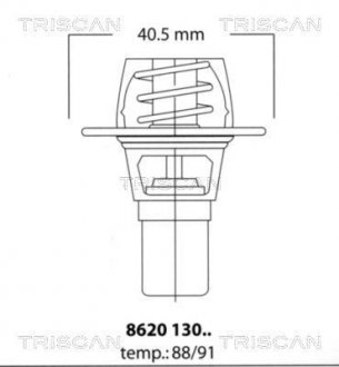 Термостат Renault 1.1/1.2/1.4 1397 C1J 07/88>11/95 Renault 19, 21, Espace, Twingo, Volvo 340, Renault Trafic, Clio TRISCAN 862013091