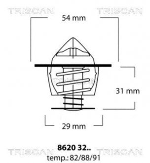 Термостат Volvo 960, 850, S40, V40, V70, S90, V90, C70, S80, XC70, S60 TRISCAN 8620 3288