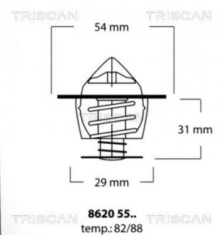 Купить Термостат SAAB 900, 9000, 9-3, 9-5 TRISCAN 86205588 (фото1) подбор по VIN коду, цена 580 грн.