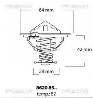 Термостат Toyota Land Cruiser 4.2 TD/Honda Accord VII 98-> Toyota Land Cruiser, Honda Legend, Prelude, Accord TRISCAN 86208582