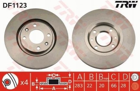 Гальмівні диски Peugeot 306, Citroen Xsara, Peugeot 405 TRW df1123