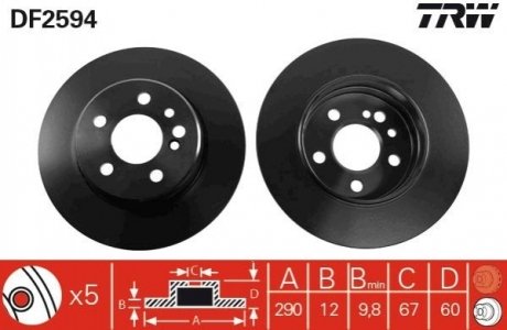 Диск тормозной TRW df2594