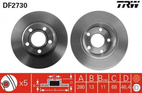 Гальмівний диск Audi A4 TRW df2730
