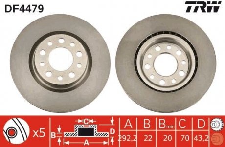 Диск тормозной Alfa Romeo 159, Brera TRW df4479