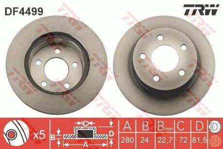 Купить Гальмівний диск Jeep Wrangler, Cherokee, Grand Cherokee, Fiat Ducato TRW df4499 (фото1) подбор по VIN коду, цена 1915 грн.