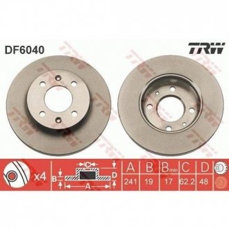 Купить Тормозной диск Hyundai Getz TRW df6040 (фото1) подбор по VIN коду, цена 1227 грн.