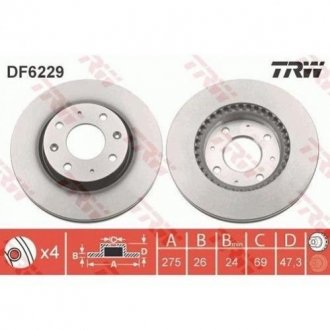 Тормозной диск KIA Cerato TRW df6229