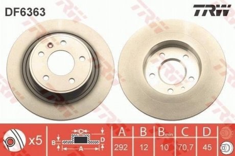 Купить Тормозной диск Opel Astra, Chevrolet Cruze, Opel Zafira TRW df6363 (фото1) подбор по VIN коду, цена 1632 грн.