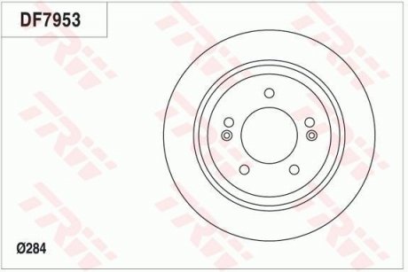 Диск тормозной (1 шт.) HYUNDAI/KIA Grandeur/Optima/Soul "R D=284mm "11>> KIA Optima, Soul TRW df7953