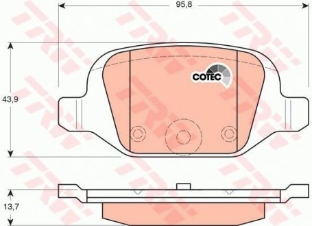 Гальмівні колодки, дискові Fiat Panda, Lancia Musa, Fiat Punto, 500 TRW gdb1384