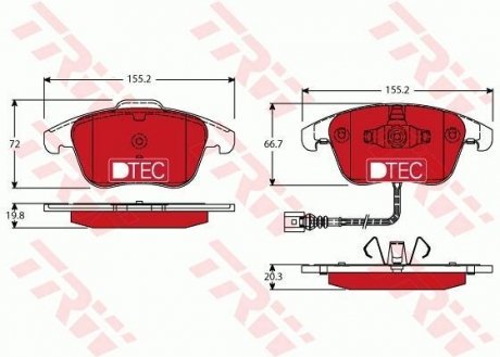 Купить Тормозные колодки, дисковые Volkswagen Sharan, Tiguan, Audi Q3 TRW gdb1762dte (фото1) подбор по VIN коду, цена 2430 грн.