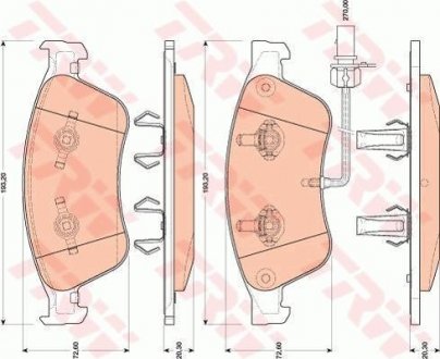 A_ГАЛЬМІВНІ КОЛОДКИ ДИСКОВІ AUDI A8 "F "03-"10 Audi A6, Volkswagen Phaeton, Audi A8 TRW gdb1811