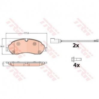 Купить Комплект тормозных колодок из 4 шт. дисков Ford Transit TRW gdb2117 (фото1) подбор по VIN коду, цена 2283 грн.