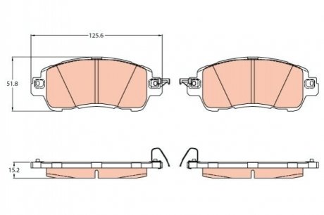 Комплект тормозных колодок из 4 шт. дисков Mazda 2 TRW gdb2122