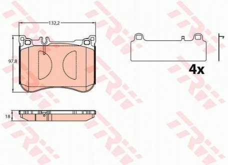 Комплект тормозных накладок для дисковых тормозов. Mercedes W222, C217, A217 TRW gdb2144