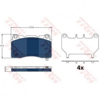 Комплект гальмівних колодок SAAB 9-5, Opel Astra, Volvo V70, S60, Opel Insignia, Tesla Model S TRW gdb2198bte