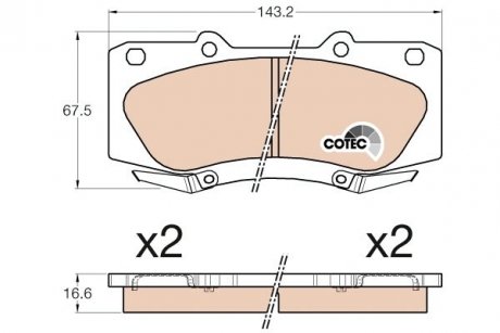 Гальмівні колодки пер.Toyota Hilux 2.5 D-4D 07- TRW gdb3534