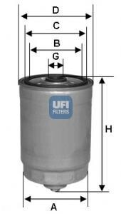 Купити Фільтр палива UFI 2437800 (фото1) підбір по VIN коду, ціна 370 грн.