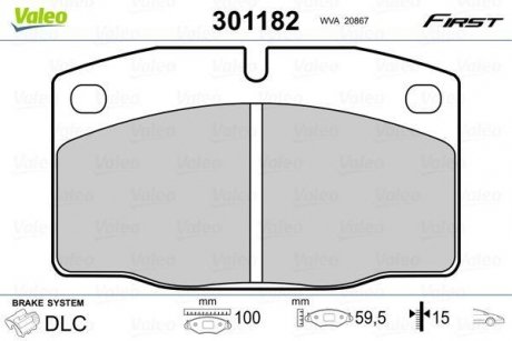 Тормозные колодки дисковые OPEL AsconaBC/CorsaA/KadettDE/MantaB/OmegaA/RekordE/VectraA "F "75-95 Valeo 301182