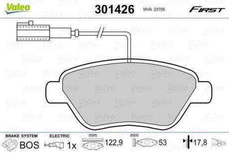 Купить Тормозные колодки дисковые ALFA/CITROEN/FIAT/PEUGEOT Mito/Bravo/Doblo/Bipper "1,2-1,9 "F "01>> Fiat Panda, Punto, Grande Punto, Alfa Romeo Mito, Fiat Doblo, Lancia Musa, Fiat 500, Citroen Nemo, Peugeot Bipper Valeo 301426 (фото1) подбор по VIN коду, цена 813 грн.