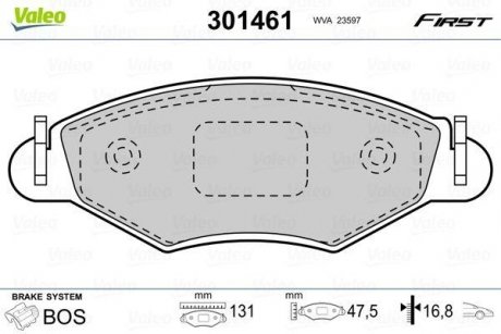 Купити Гальмівні колодки дискові PEUGEOT 206 "1,1-1,9 "F "98>> Peugeot 206 Valeo 301461 (фото1) підбір по VIN коду, ціна 794 грн.