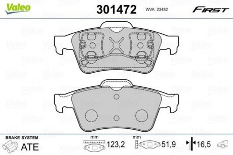 Купить Тормозные колодки дисковые NISSAN /RENAULT Primera(P12)/Espace/Laguna/Megane "1,6-3,5 "R "01>> Ford C-Max, Renault Laguna, Nissan Primera, Opel Vectra, SAAB 9-3, Renault Espace, Ford Connect, Transit, Focus, Renault Megane Valeo 301472 (фото1) подбор по VIN коду, цена 803 грн.