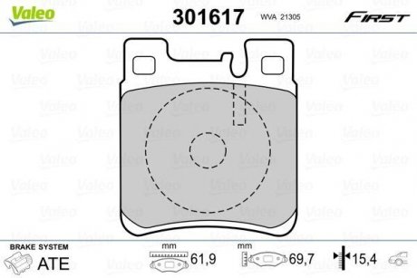 Купить Тормозные колодки дисковые MERCEDES C-Class/CLK/E-Class/S-Class/SL/SLK "2,0-6,0 "R "91-11 Mercedes W124, S124, W140, C140, C124, C207, C238, A124, A207, A238, W202, W210, S210, CLK-Class, W220 Valeo 301617 (фото1) подбор по VIN коду, цена 764 грн.