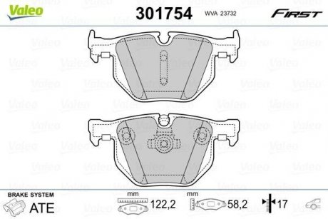 Купить Тормозные колодки дисковые BMW 5(E60,61)/6(E63,64) "2,0-3,0 "R "01-10 BMW E60, E61, E63, E64 Valeo 301754 (фото1) подбор по VIN коду, цена 989 грн.