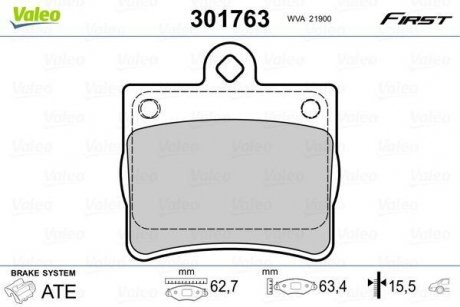 Гальмівні колодки дискові MERCEDES C-Class "1,8-2,5 "R "93-00 Mercedes W202, W203 Valeo 301763