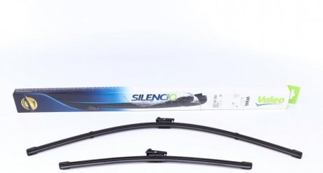 Комплект склоочисників SILENCIO FLAT BLADE SET / безкаркасні / 650 • 400 мм. / + спойлер / Opel Corsa, Renault Megane, Seat Ibiza, Fiat Doblo, Hyundai IX20, Alfa Romeo Mito, Citroen DS3, Renault Twingo, Citroen C3, Berlingo, KIA Carens Valeo 577845