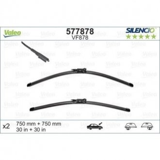 Щітки склоочисника (750/750мм) Ford Connect 13- Citroen C4, Toyota Previa, Ford Galaxy, S-Max, Renault Scenic, Peugeot 308, Citroen DS4, DS5, Audi A2, Renault Espace, Peugeot 3008 Valeo 577878