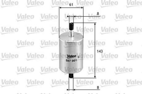 Фільтр паливний CITROEN Berlingo/C-Elysee/C15/C2/C3/Evasion/Jumpy/Saxo/Xantia "1,0-2,9 "88>> Valeo ="587001"