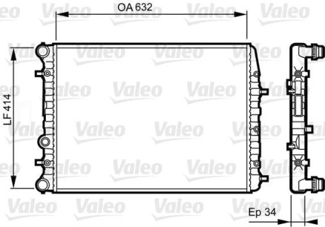 Радіатор охолодження Skoda Fabia 99-14/Roomster 06-15 Skoda Fabia, Volkswagen Polo, Skoda Roomster Valeo 732864