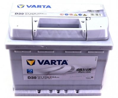 Аккумуляторная батарея 63Ah/610A (242x175x190/+L/B13) Silver Dynamic D39 VARTA 563401061 3162