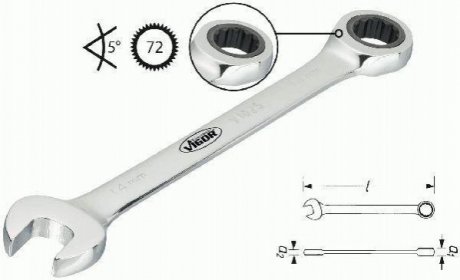 Ключ комбінований з тріскачкою (11mm) (довгий) VIGOR Equipment v1021