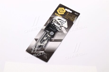 Ключі 6-гранні L-подібні: з кулькою, М2-10. Cr-V. Набір 9 шт. [10/60] Vorel 56477