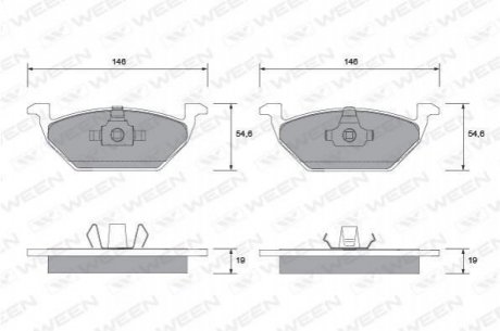 Купити Колодка гальмівна передня (4 шт.).) -Toyota Tsusho Corp Seat Ibiza, Audi A3, Skoda Octavia, Volkswagen Golf, Bora, Seat Toledo, Leon, Skoda Fabia, Volkswagen Polo, Seat Cordoba, Skoda Roomster WEEN 151-1124 (фото1) підбір по VIN коду, ціна 1082 грн.