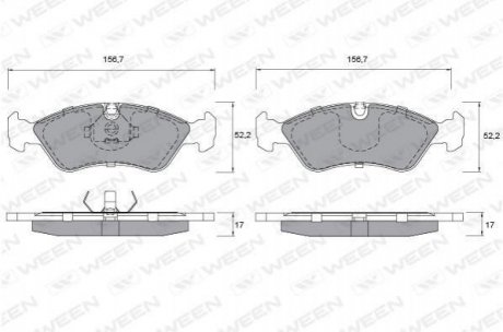 Купить Колодка тормозная передняя (4 шт.) -Toyota Tsusho Corp Opel Kadett, Vectra, Omega, Astra, Daewoo Nexia WEEN 151-1181 (фото1) подбор по VIN коду, цена 655 грн.