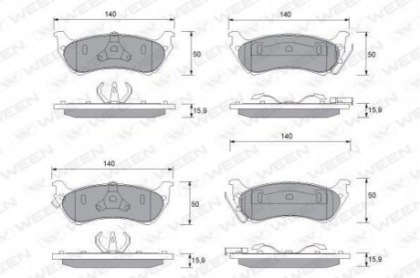 Купити Колодка гальмівна задня (4шт).) -Toyota Tsusho Corp Mercedes M-Class WEEN 151-1231 (фото1) підбір по VIN коду, ціна 876 грн.