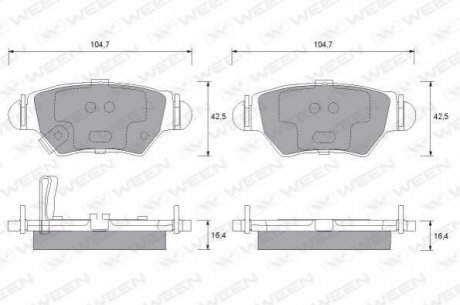 Купить Колодка тормозная задняя (4шт.) -Toyota Tsusho Corp Opel Astra, Zafira WEEN 151-1238 (фото1) подбор по VIN коду, цена 727 грн.