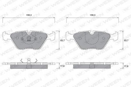 Купити Колодка гальмівна передня (4 шт.).) -Toyota Tsusho Corp BMW E34, E23, E32, E36, E12, E28, E46 WEEN 151-1267 (фото1) підбір по VIN коду, ціна 1179 грн.