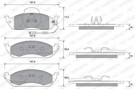 Купить Колодка тормозная передняя (4 шт.) -Toyota Tsusho Corp Mercedes M-Class WEEN 151-1305 (фото1) подбор по VIN коду, цена 1238 грн.