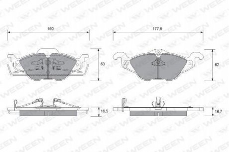 Купить Колодка тормозная передняя (4 шт.) -Toyota Tsusho Corp Opel Astra, Zafira WEEN 151-1308 (фото1) подбор по VIN коду, цена 1322 грн.